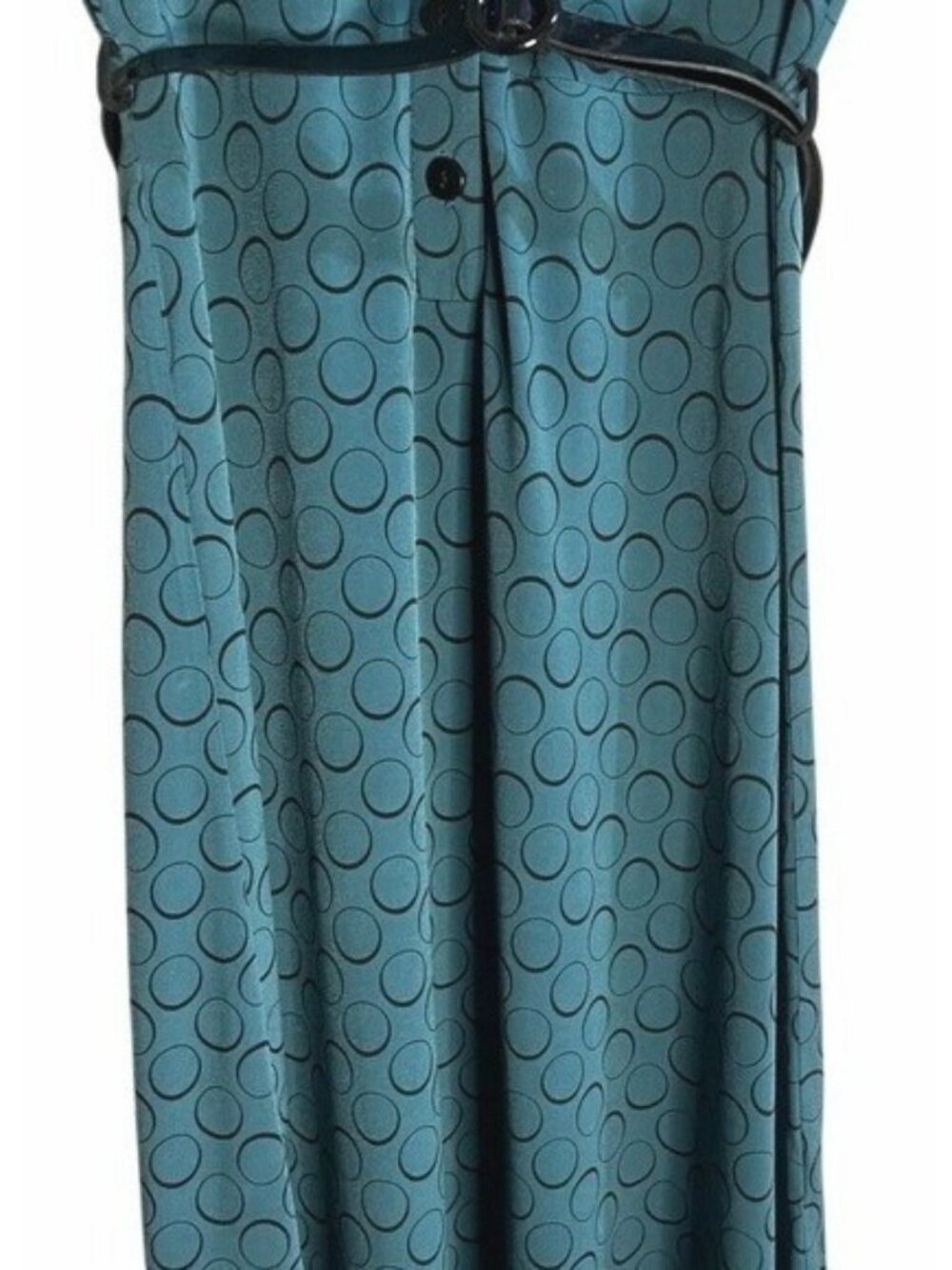 APT 9 Vintage Teal Shirt Polka Dot Midi Shirt Belt Waist Dress Button Front PM - Picture 13 of 16